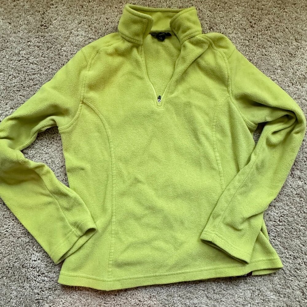 Lands' End Women's Fleece Quarter Zip Pullover - Neon Yellow
